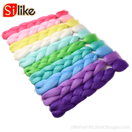 24inch 100g glowing synthetic jumbo braids shining hair in the darkness soft braiding hair extensions Ombre 24inches Crochet